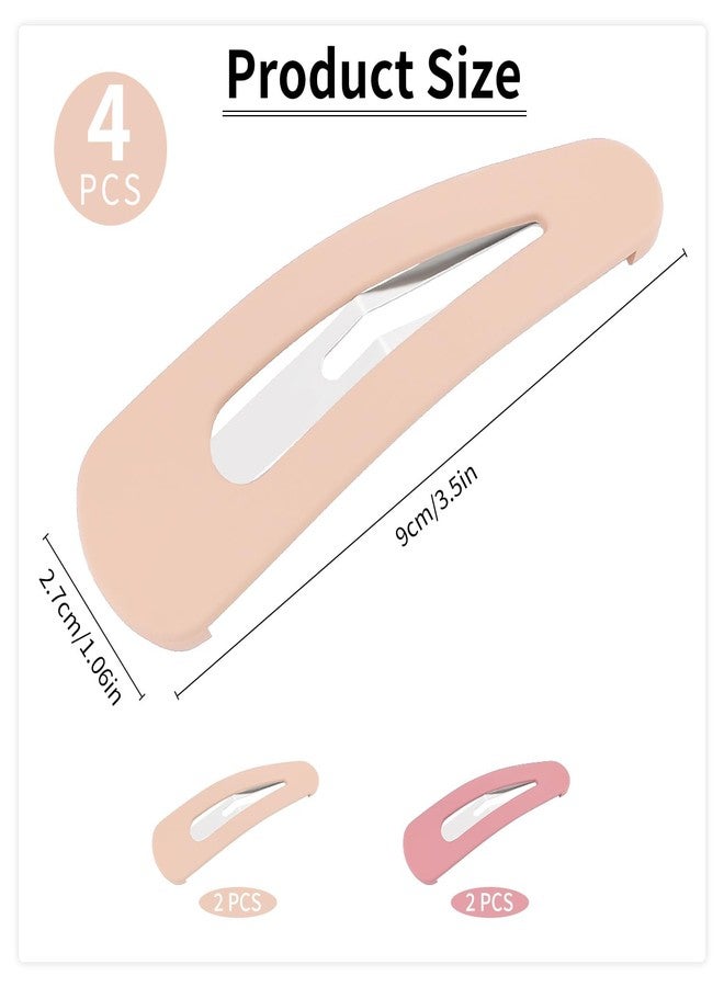 Motroce 4PCS Large Snap Hair Clips,Acrylic Metal Hair Barrettes,Matte Snap Clips for Women, Hair Pins for Girls, Large Barrettes Hair Accessories (3.5Inch,Pink) - Image 2